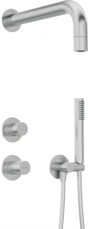 Set de dus incastrat, cu palarie, para de dus si baterie, otel, Deante Silia