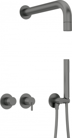 Set de dus incastrat, brat dus ploaie, para de dus si baterie, titan, Deante Silia