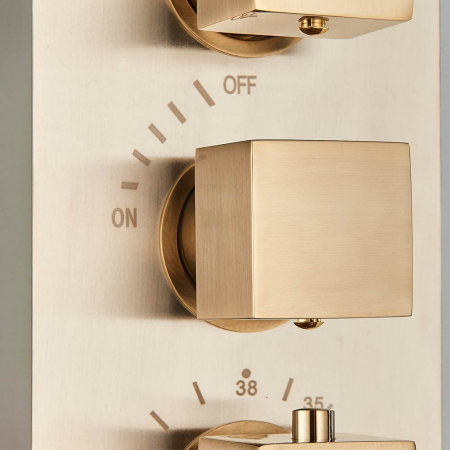 Set de dus auriu mat cu para tip cascada, termostat si 3 functii de curgere a apei [2]