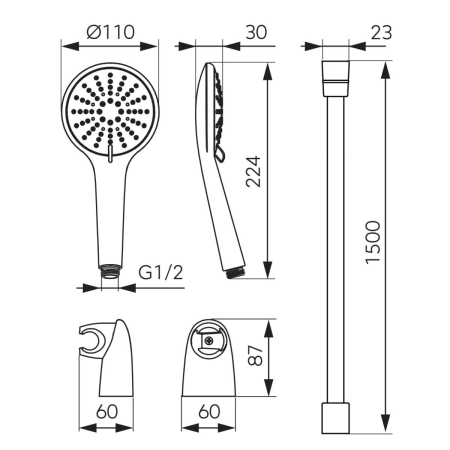 Set de dus cu suport, futun si para, 3 functii, alb, FDesign Inula [1]