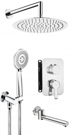 Baie - Set de dus Deante Arnika baterie incastrata si pipa cada pivotanta, crom lucios