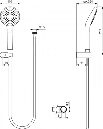 Set de dus Ideal Standard IdealRain Evo Round cu para dus 3 functii, furtun si agatatoare, crom lucios [2]