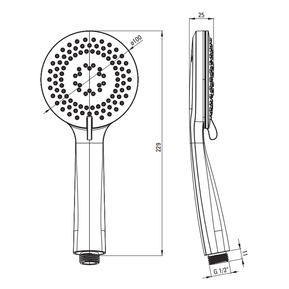 Set de dus incastrat cu baterie inclusa, culoare negru mat, Deante Arnika [5]