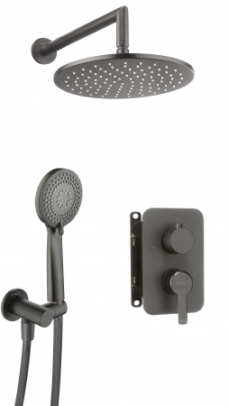 Sisteme de dus incastrate - Set de dus incastrat cu baterie inclusa, culoare titan, Deante Arnika