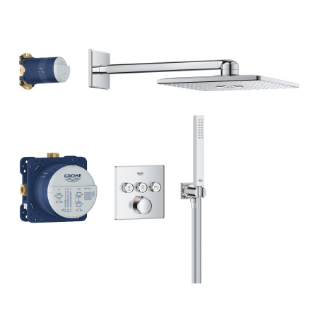 Sisteme de dus incastrate - Set de dus incastrat cu baterie termostatata Grohe Grohtherm SmartControl Rainshower SmartActive 310 Cube