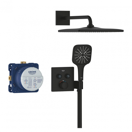 Set de dus incastrat cu baterie termostatata, negru mat, Grohe Grohtherm SmartControl Rainshower SmartActive 310 Cube [1]