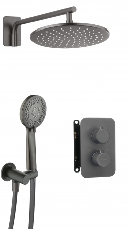 Sisteme de dus incastrate - Set de dus incastrat cu baterie termostatica inclusa, titan, Deante, Box
