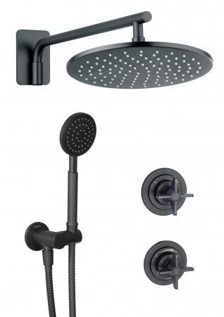 Sisteme de dus incastrate - Set de dus incastrat culoare negru mat Deante Temisto