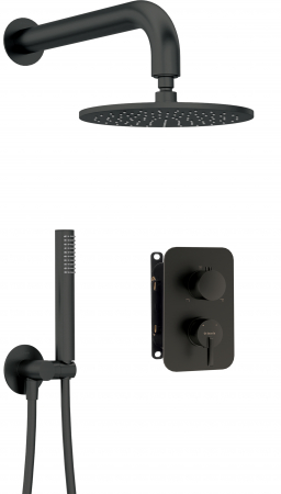 Sisteme de dus incastrate - Set de dus incastrat Deante Silia, palarie rotunda, negru mat