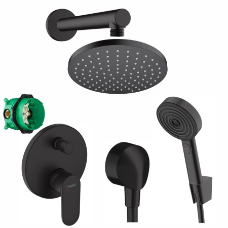 Sisteme de dus incastrate - Set de dus incastrat, negru mat cu 2 consumatori, Vernis Blend Hansgrohe