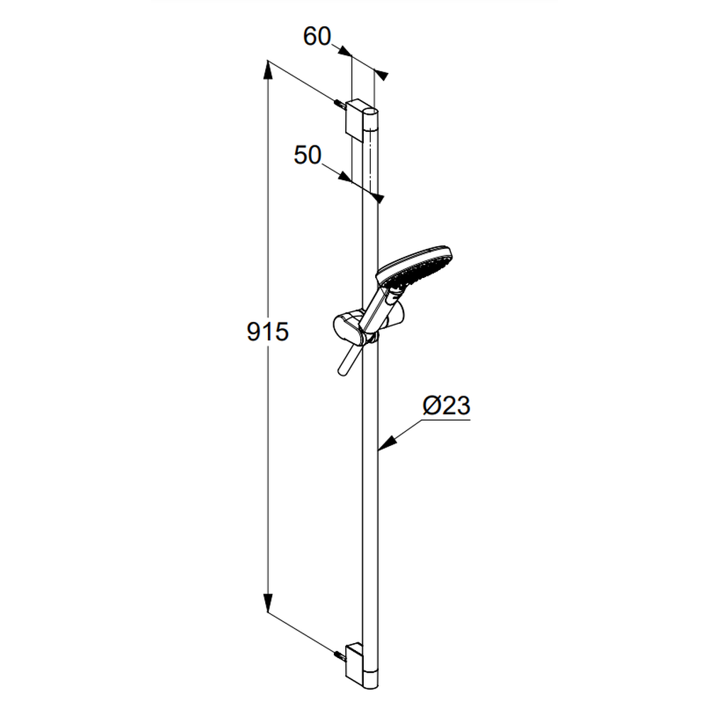 Set de dus Kludi Dive X 3S cu bara 90 cm, para si furtun crom lucios [1]