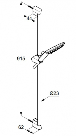Set de dus Kludi Fizz 3S cu bara 90 cm, para si furtun crom lucios [1]