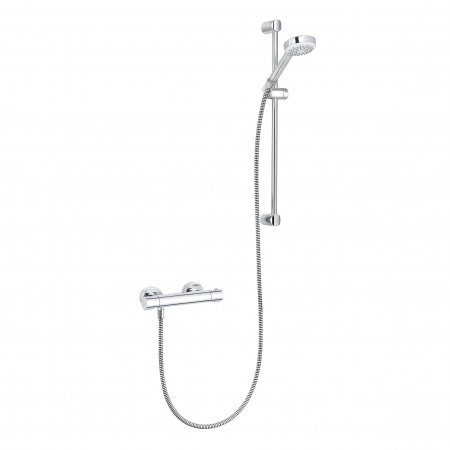 Seturi de dus - Set de dus Kludi Logo 1S cu baterie termostatata, bara 60 cm, para si furtun crom lucios