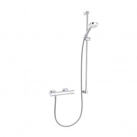 Set de dus Kludi Logo 1S cu baterie termostatata, bara 90 cm, para si furtun crom lucios [0]