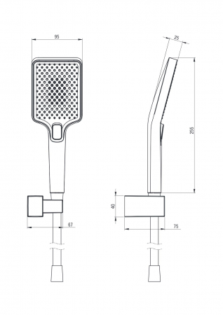 Set de duș negru cu para de dus, furtun si sistem de prindere Anemon Point [1]