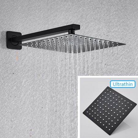 Set dus negru mat cu para patrata 25 cm, 3 functii de curgere a apei [1]