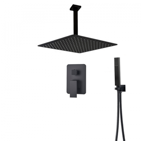 Set dus negru incastrabil, cu para patrata 30 cm, 2 functii de curgere a apei [1]