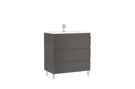 Mobilier baie - Set dulap baie 3 sertare Gala Daily cu lavoar inclus, 80 cm, antracit lucios