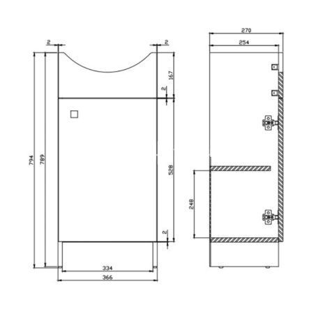 Set dulap baie cu 1 usa si lavoar inclus, 40 x 33 cm, Cersanit Sati [1]