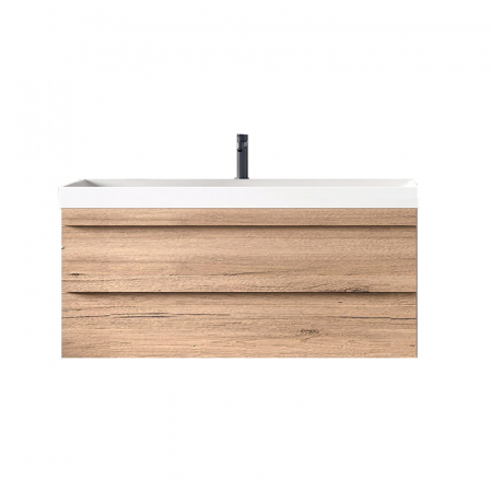 Mobilier baie - Set dulap baie cu doua sertare si lavoar inclus KolpaSan Naomi 100 cm, stejar