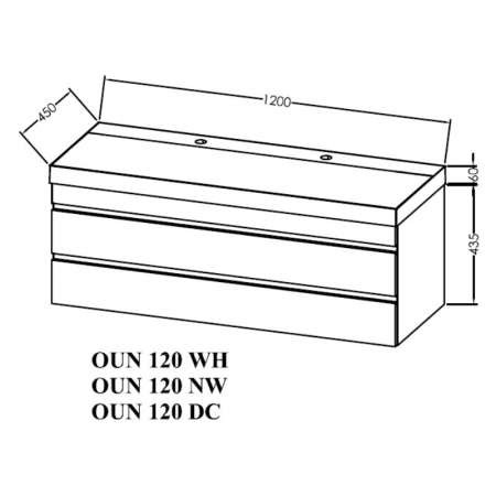 Set dulap baie cu 2 setare glisante si lavoar inclus KolpaSan Naomi 120 cm, dark concrete [1]