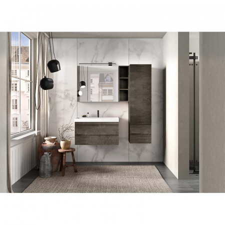 Set dulap baie cu lavoar inclus KolpaSan Naomi 80 cm, dark concrete [1]
