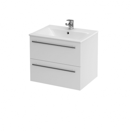 Seturi mobilier cu lavoar - Set dulap baie suspendat 2 sertare Gracja cu lavoar Ontario inclus, 60 cm, alb