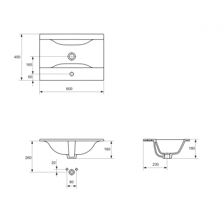 Set dulap baie suspendat 2 sertare Gracja cu lavoar Ontario inclus, 60 cm, alb [1]