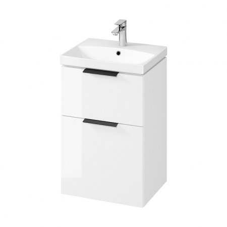 Seturi mobilier cu lavoar - Set dulap baie suspendat 2 sertare cu lavoar Cersanit City inclus, 50 cm, alb