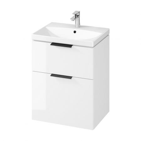 Mobilier baie - Set dulap baie suspendat 2 sertare cu lavoar Cersanit City inclus, 60 cm, alb