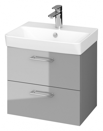 Mobilier baie - Set dulap baie suspendat Lara 2 sertare cu lavoar Cersanit Mille Slim, 50 cm, Gri