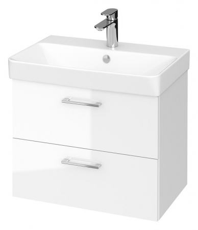Mobilier baie - Set dulap baie suspendat Lara 2 sertare cu lavoar Cersanit Mille Slim, 60 cm, Alb