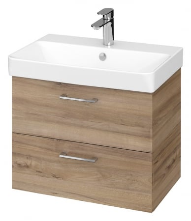 Mobilier baie - Set dulap baie suspendat Lara 2 sertare cu lavoar Cersanit Mille Slim , 60 cm, Nuc