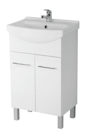 Seturi mobilier cu lavoar - Set dulap baie 2 usi cu lavoar Cersanit Olivia inclus, 50 cm, alb