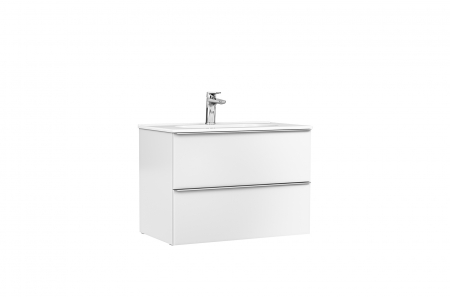Mobilier baie - Set dulap baie suspendat 2 sertare Gala Shona cu lavoar Klea inclus, 80 cm, alb mat