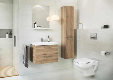 Set dulap baie suspendat 2 sertare Lara culoare nuc cu lavoar Como inclus, 90 cm [3]