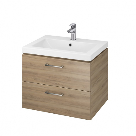 Mobilier baie - Set dulap baie suspendat 2 sertare Lara cu lavoar Como inclus, 60 cm, nuc