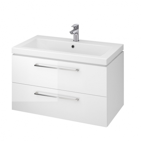 Mobilier baie - Set dulap baie suspendat 2 sertare Lara II cu lavoar Como inclus, 80 cm, alb