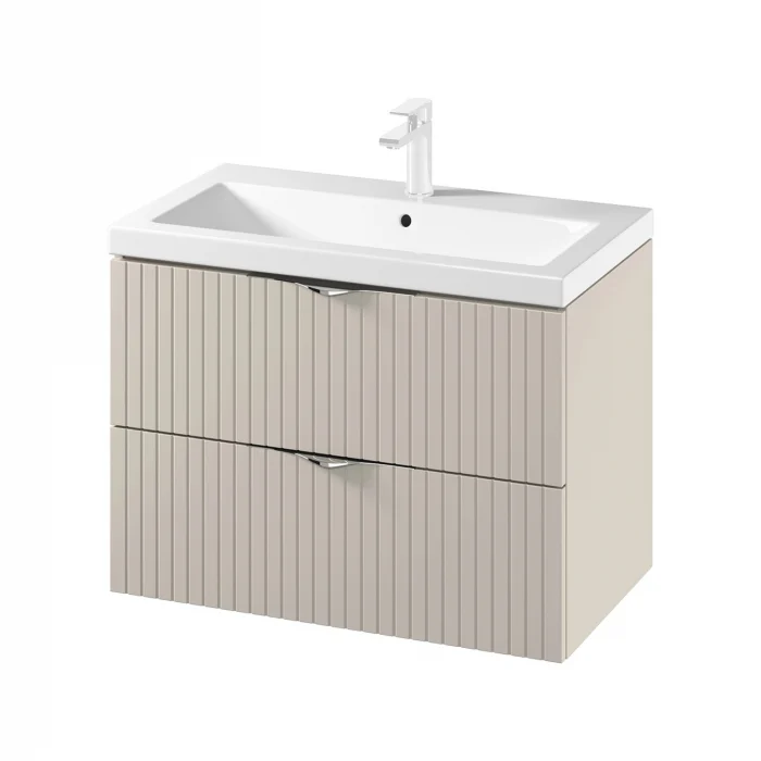 Set dulap baie suspendat 2 sertare si lavoar inclus 80 cm, dulap baie suspendat si dulap baie tip coloana, culoare casmir mat, MDF, Cersanit Tirso [2]