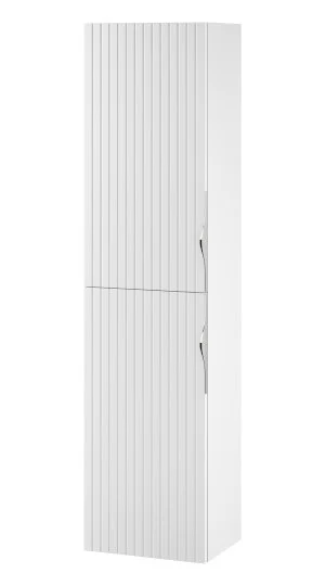 Set dulap baie suspendat 2 sertare si lavoar inclus 80 cm, dulap baie suspendat si dulap baie tip coloana, culoare alb mat, MDF,Cersanit Tirso [4]