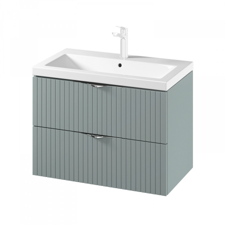 Set dulap baie suspendat 2 sertare si lavoar inclus 80 cm, dulap baie suspendat si dulap baie tip coloana, culoare fiord mat, MDF,Cersanit Tirso [2]