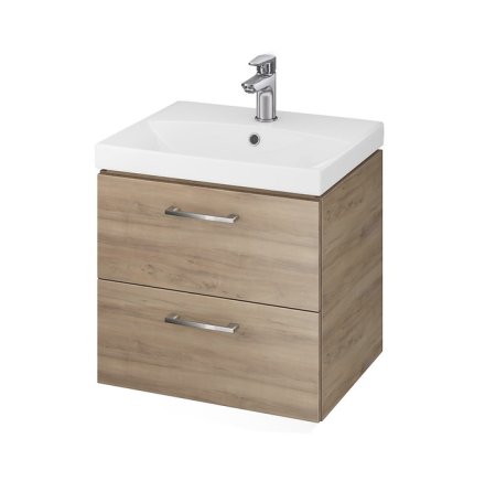 LARA - Set dulap baie suspendat 50 cm Lara , nuc, cu lavoar inclus, Cersanit