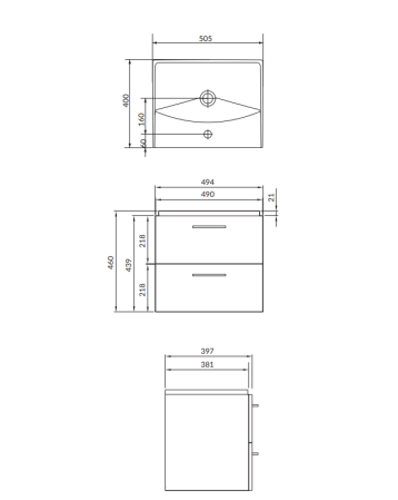Set dulap baie suspendat 50 cm Lara , nuc, cu lavoar inclus, Cersanit [1]