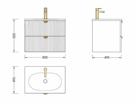 Set dulap baie suspendat 80 cm, rosu rubin, 2 sertare, cu lavoar inclus, Isvea Infinity [2]