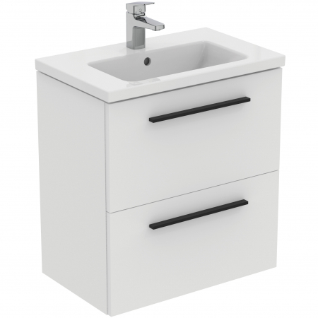 Mobilier baie - Set dulap baie suspendat alb Ideal Standard i.Life S cu lavoar inclus 61 cm alb si maner negru