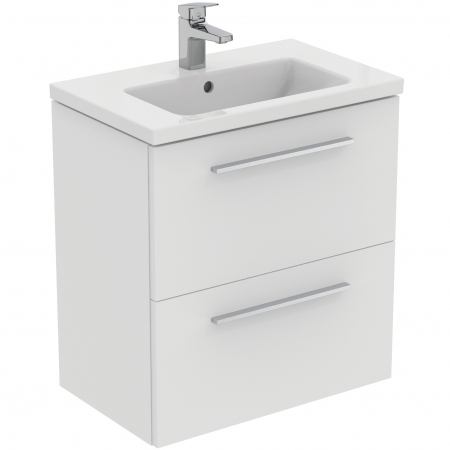 Mobilier baie - Set dulap baie suspendat alb Ideal Standard i.Life S cu lavoar inclus 61 cm alb si maner crom