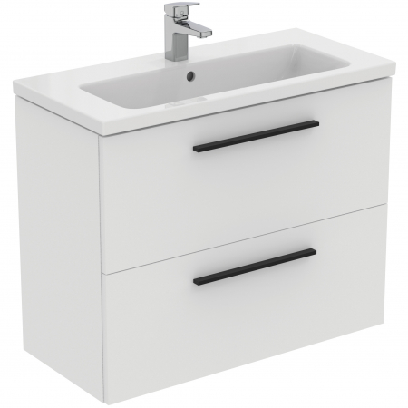 Mobilier baie - Set dulap baie suspendat alb Ideal Standard i.Life S cu lavoar inclus 81 cm alb si maner negru