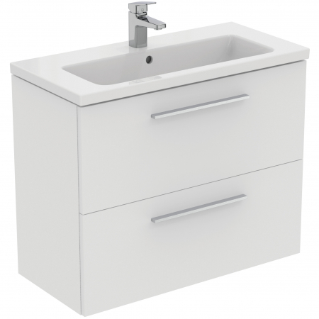 Mobilier baie - Set dulap baie suspendat alb Ideal Standard i.Life S cu lavoar inclus 81 cm alb si maner crom