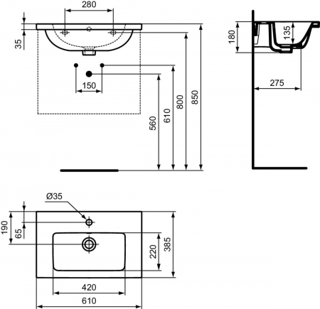 Set dulap baie suspendat bej Ideal Standard i.Life S cu lavoar inclus 61 cm alb si maner crom [3]
