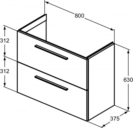 Set dulap baie suspendat bej nisipiu Ideal Standard i.Life S cu lavoar inclus 81 cm alb si maner negru [2]